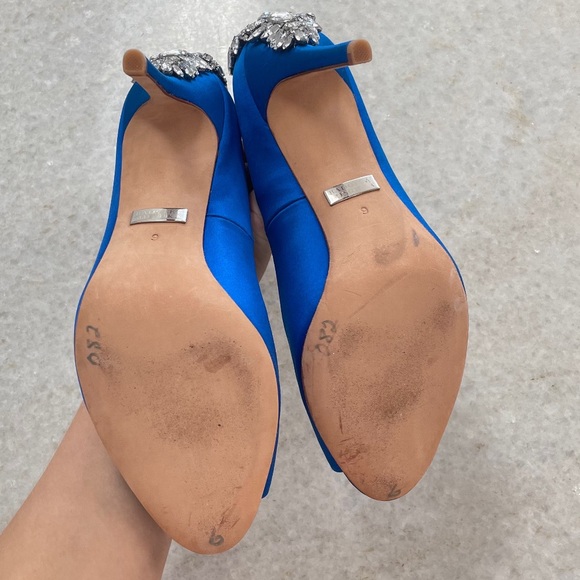 Badgley Mischka Kiara Embellished Peep-Toe Heels Royal Blue Size 9 ✨ - Picture 4 of 4